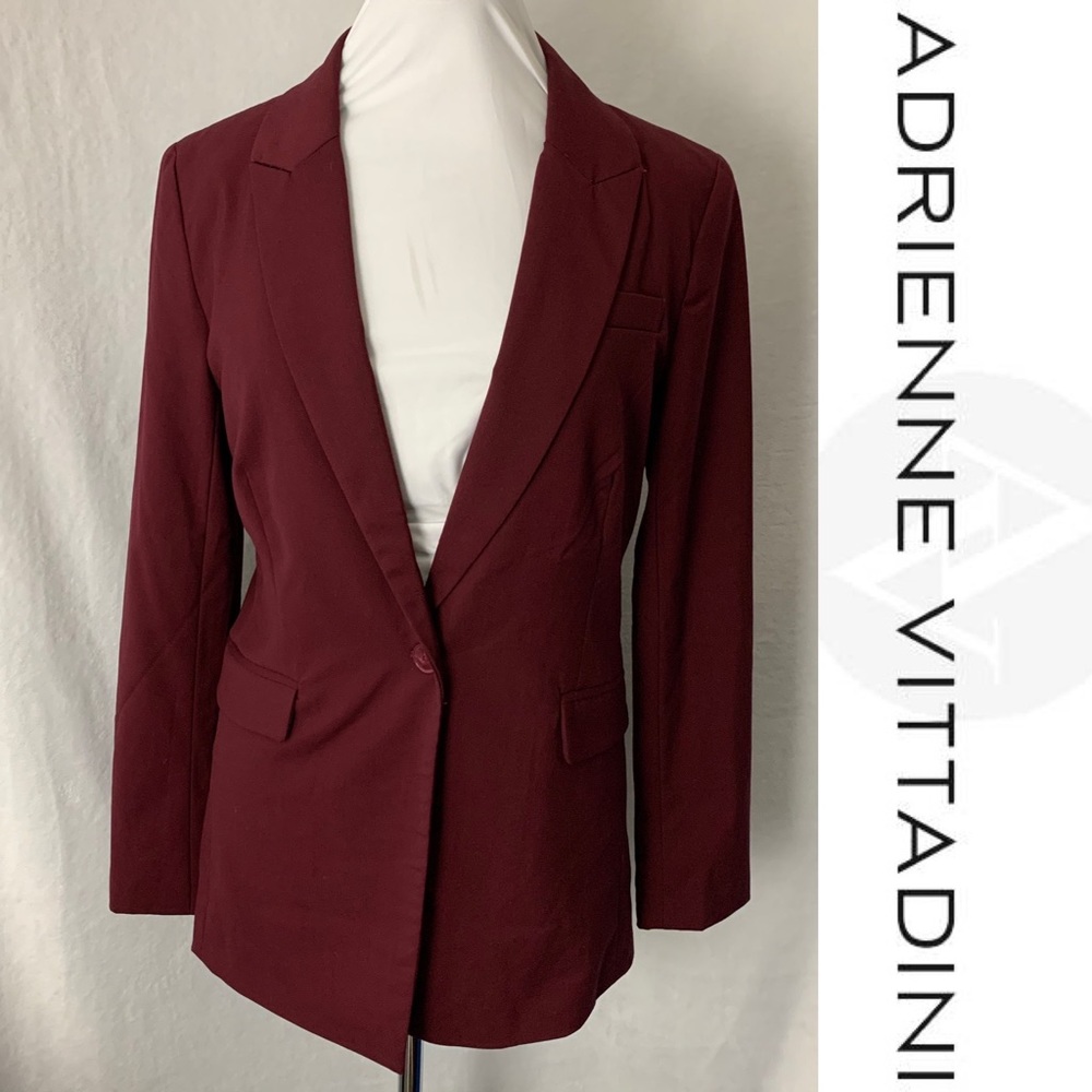 Adrienne Vittadini Burgundy Boyfriend Blazer